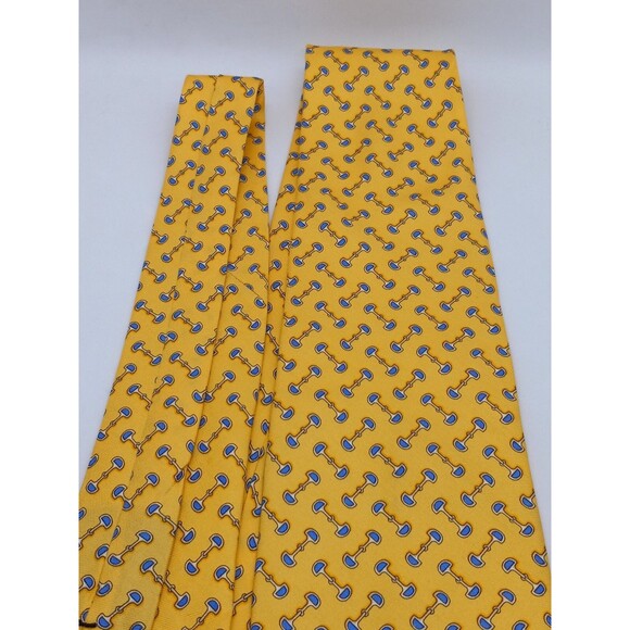 Brooks Brothers Silk Men's Tie. Yellow & Blue Makers Necktie.  EUC  59" x 3 7/8" - Picture 4 of 7